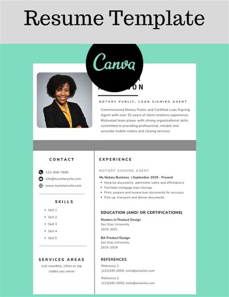 Notary Resume Template Loan Signing Agent Mobile Notary Etsy