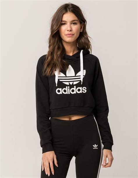 Adidas Trefoil Cropped Womens Hoodie Outfits For Teens Adidas Outfit