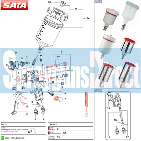 Satajet 4000 B Spray Gun Parts Breakdown Spray Guns Direct