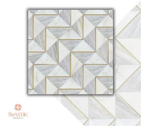 Multicolor Polished Marble Brass Inlay Flooring Thickness 15 20 Mm