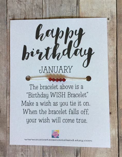 January Birthday Wish Bracelet Card Make A Wish Birthday