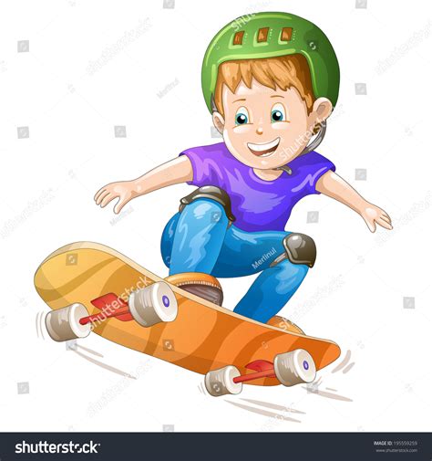 Cartoon Skater Boy Flying Through Air Stock Illustration 195559259