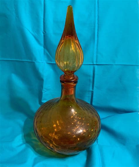 Antique Amber Glass Bottle Collectible Genie Bottle Etsy Amber Glass Amber Glass Bottles