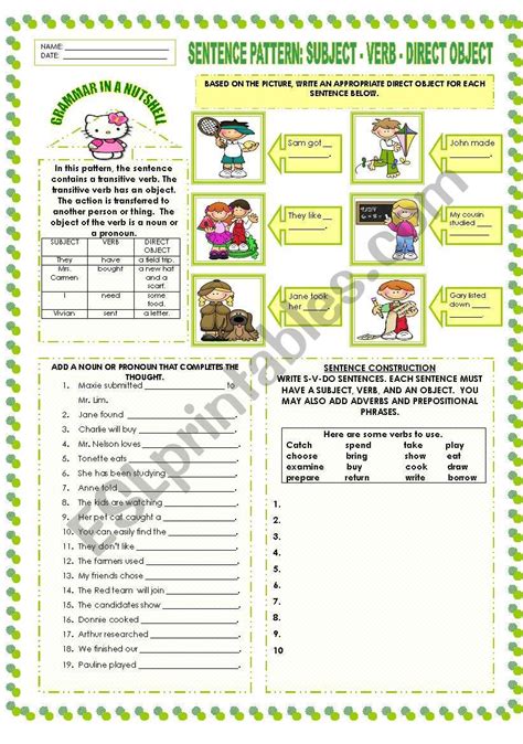 SENTENCE PATTERN S V DO ESL Worksheet By Mavic15 Worksheets Library