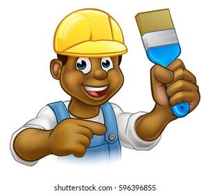 Painter Decorator Handyman Cartoon Character Man Stock Vector Royalty