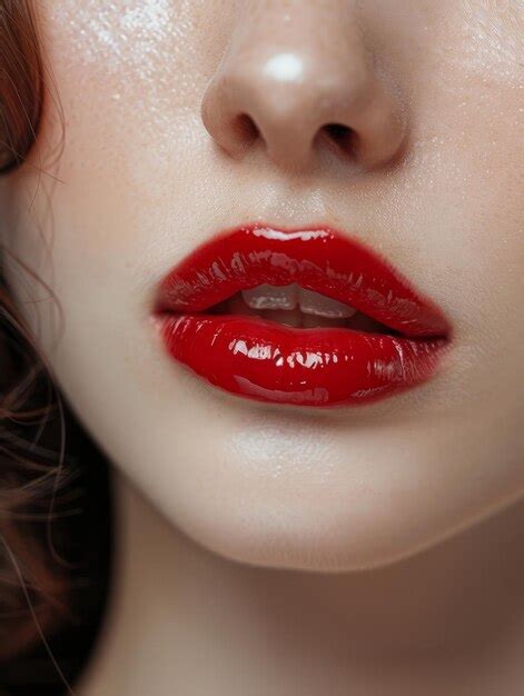 Premium Photo A Close Up Of A Womans Lips With Red Lipstick