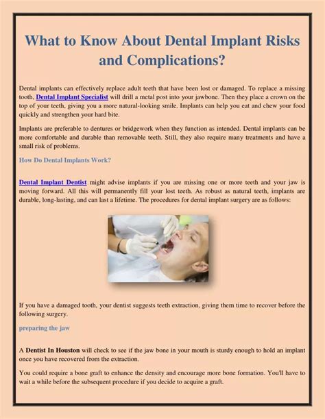 PPT - What to Know About Dental Implant Risks and Complications ...