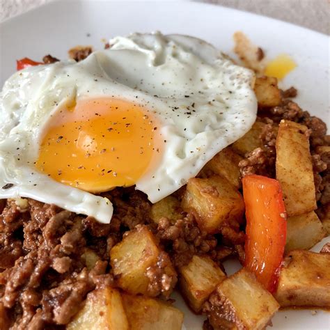 Beef And Nduja Hash Topped With A Fried Egg Just The Right Side Of Spicy And Filling R Uk Food