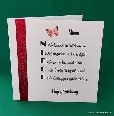 Niece Poem Birthday Card Special Niece Birthday Amazing Etsy