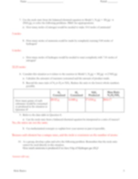 Solution Mole Ratio Key Studypool Worksheets Library