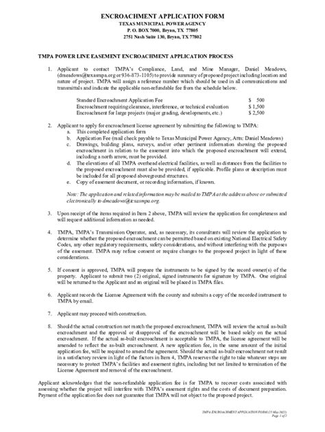 Fillable Online Encroachment Agreement Assignment Application Form Fax