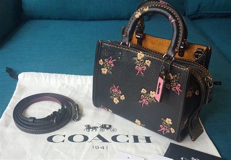 Coach 1941 Rogue 17 Black Floral Bow Print Crossbody Mini Bag Style No