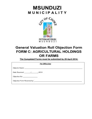 Fillable Online General Valuation Roll Objection Form Form C Fax Email