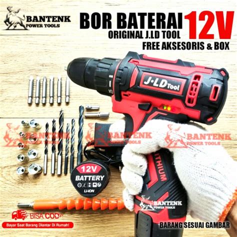 Jual Mesin Bor Baterai Cordless Drill Jld 12v Kits 24pcs Jld Tools