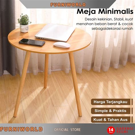 Jual Meja Kayu Kecil Meja Bulat Minimalis Meja Bundar Diameter 60cm