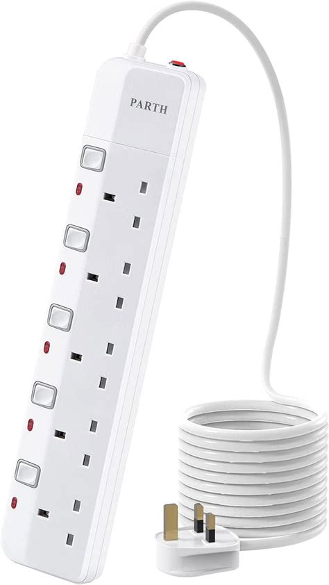 Parth M Extension Lead With Switches Surge Protection Uk Plug