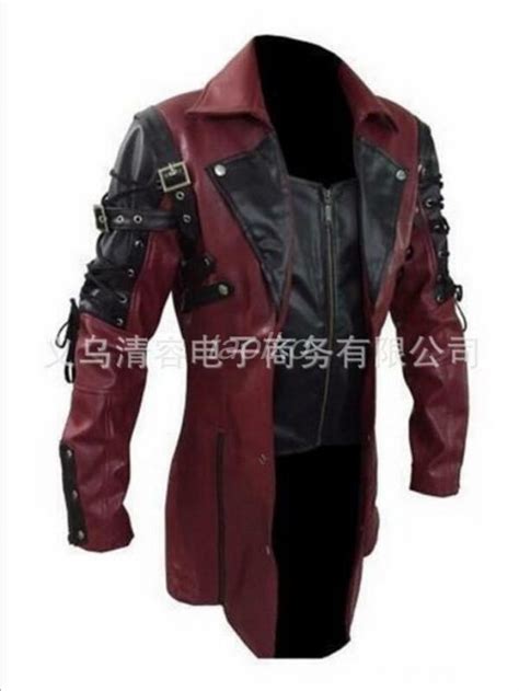 Men Steampunk Gothic Faux Leather Coat Goth Matrix Trench Coat Nightclub Cosplay Ebay