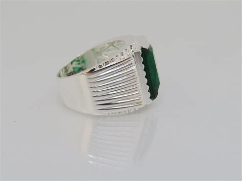 Vintage Sterling Silver Green Emerald Men's Ring Size 9 - Etsy