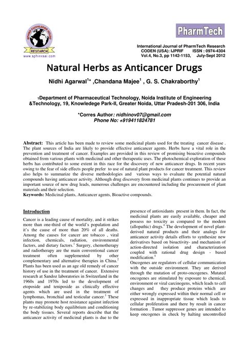 PDF Natural Herbs As Anticancer Drugs