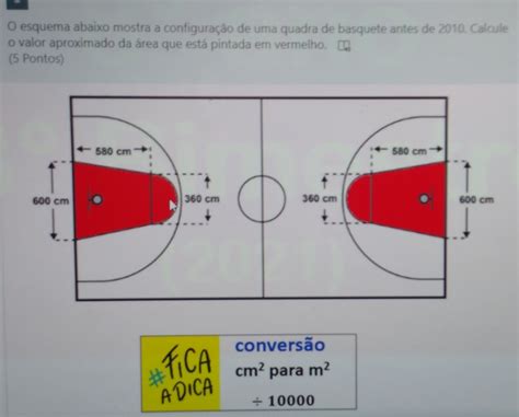 Solved O esquema abaixo mostra a configuração de uma quadra de