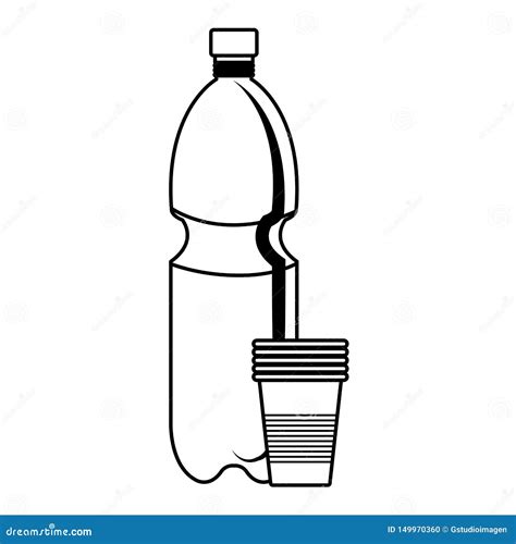 Plastic Bottle Recycle With Plastic Cups Stock Illustration