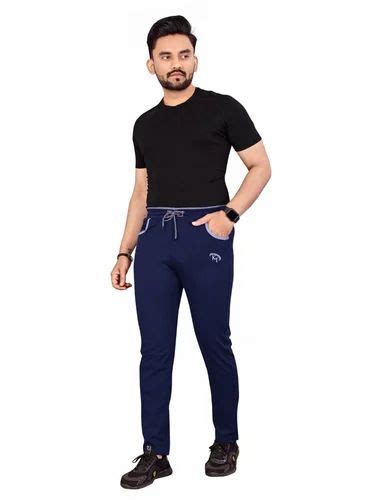 Male Men 2 Way Lycra Blue Track Pant Brand Logo At Rs 120piece In