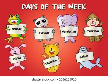 Days Week Animals Stock Vector (Royalty Free) 1036185910 | Shutterstock