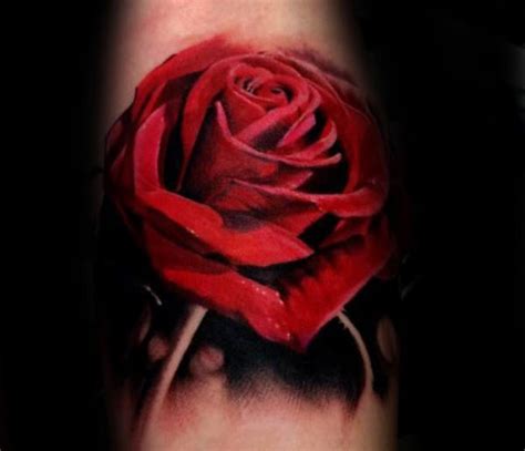 90 Realistic Rose Tattoo Designs For Men [2024 Guide] Red Rose Tattoo