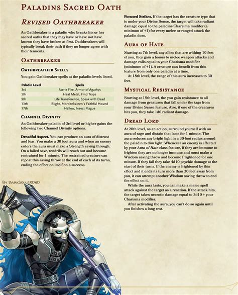 Revised Oathbreaker Dnd 5e R Dndhomebrew