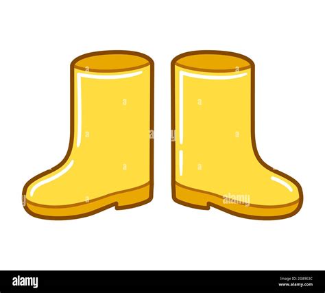 Cartoon Yellow Rubber Rain Boots Vector Clip Art Illustration Stock