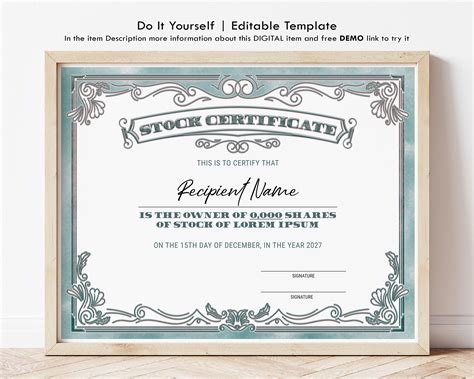 Printable Stock Certificate Template