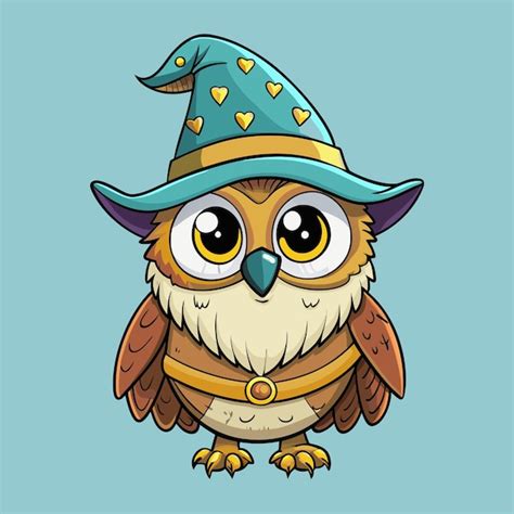 Premium Vector Cute Owl With Wizard Hat Cartoon Vector Art