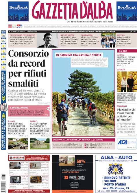 La Copertina Di Gazzetta DAlba In Edicola Sabato 31 Luglio