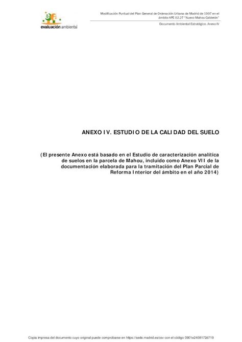 Pdf Anexo Iv Estudio De La Calidad Del Suelo Estrategia De