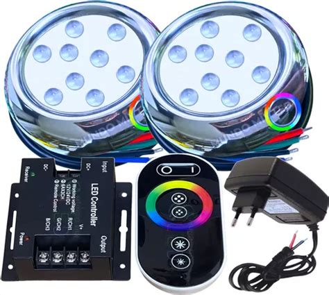 Refletor Piscina Led Rgb W Cm Rosca Touch Fonte