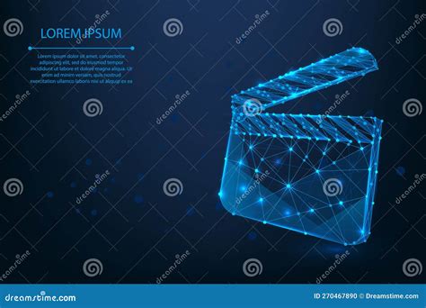 Abstract Mesh Line And Point Clapperboard Low Poly Wireframe Film