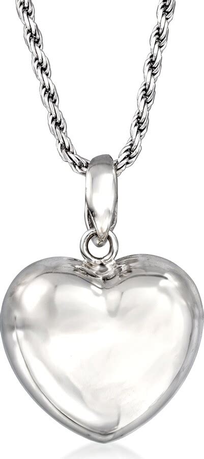 Ross Simons Italian Sterling Silver Puffed Heart Pendant Necklace