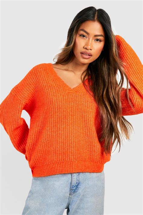 Soft Fisherman Knit V Neck Jumper Boohoo