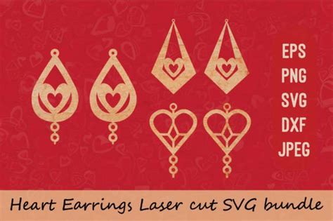 Heart Earrings Laser Cut Svg Bundle Graphic By Bdb Graphics Creative