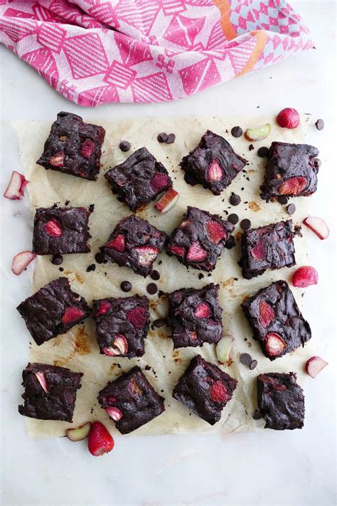 Double Chocolate Rhubarb Brownies Its A Veg World After All®