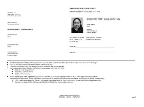 Texas Temp Drivers Permit Template Printable Temporary Texas Id