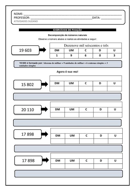 Atividades De Decomposição De Numeros Revoeduca