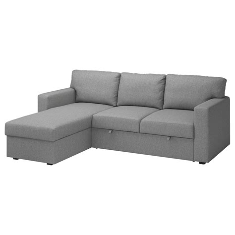 BÅrslÖv 3 Seat Sofa Bed With Chaise Longue Tibbleby Beigegrey Ikea