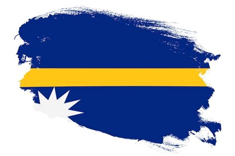 Bandera Nacional De Nauru Sobre Fondo Blanco Con Textura De Pincel De