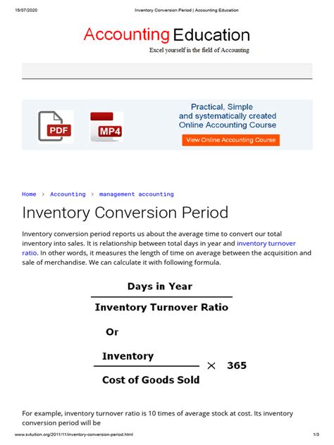 Inventory Conversion Period Accounting Educatio Pdf