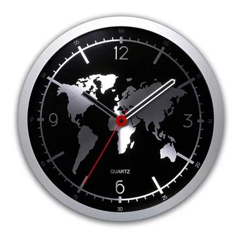 Reloj De Pared Mapamundi Earth Silencioso En Aluminio 30 5cm Cuotas