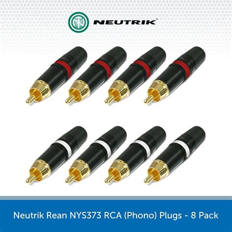 X Neutrik Rca Phono Plugs Gold Plated Rean Connectors Red White Nys