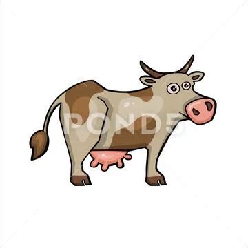 Cartoon colored cow, heifer vector illustration ~ Clip Art #273394815