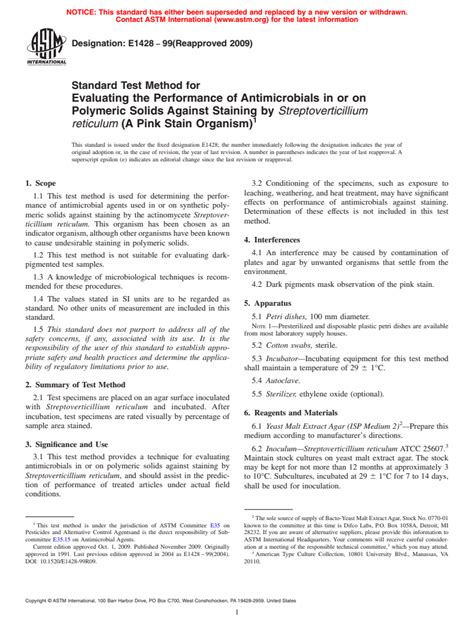 Astm E Standard Test Method For Evaluating The