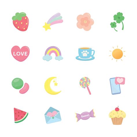 Premium Vector | Collection of pastel cute icons vector